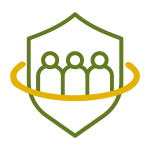 People inside of a shield with a halo around it