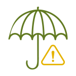 Umbrella with a hazard sign underneath it